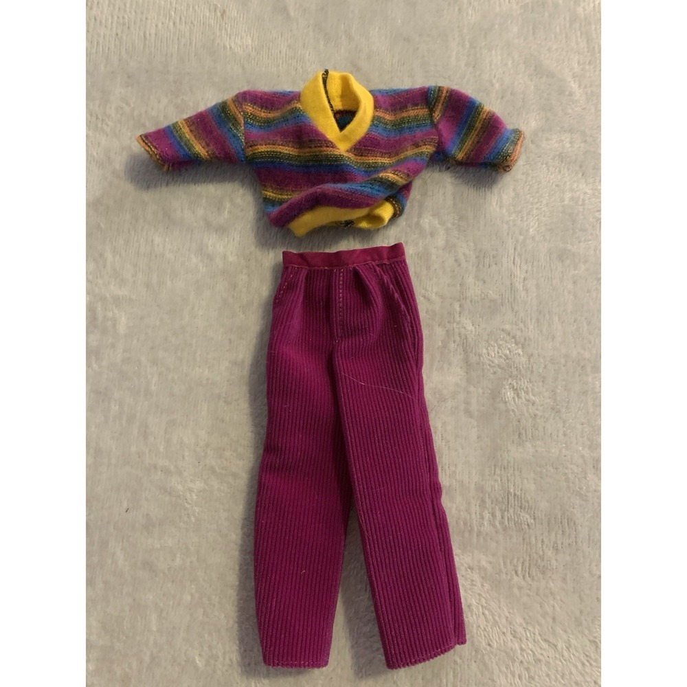 1987 Ken Sweater Soft Fashions‎ Outfit 4496 Corduroy Pants V-Neck Top Vintage